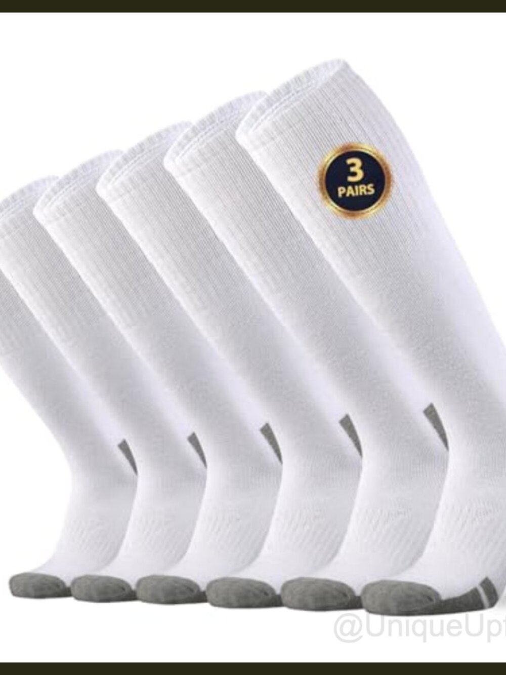 Men's Knee High Work Socks Steel Toe Boot Over Calf Extra Cushion XL White